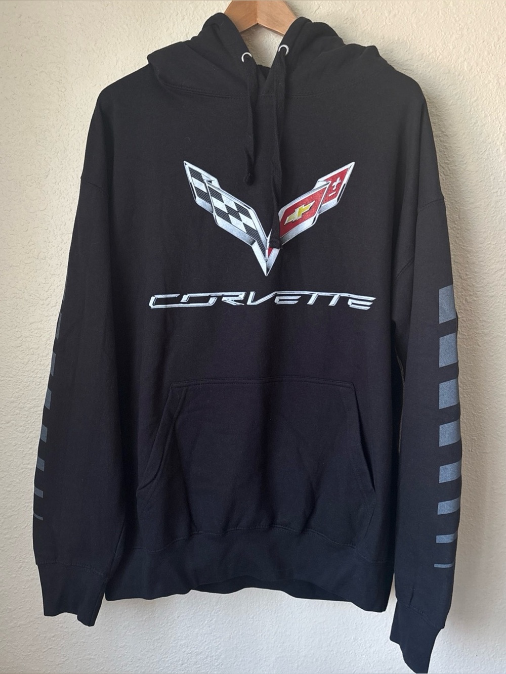 Corvette (GM) Mens Black Hoodie Sweatshirt - XL